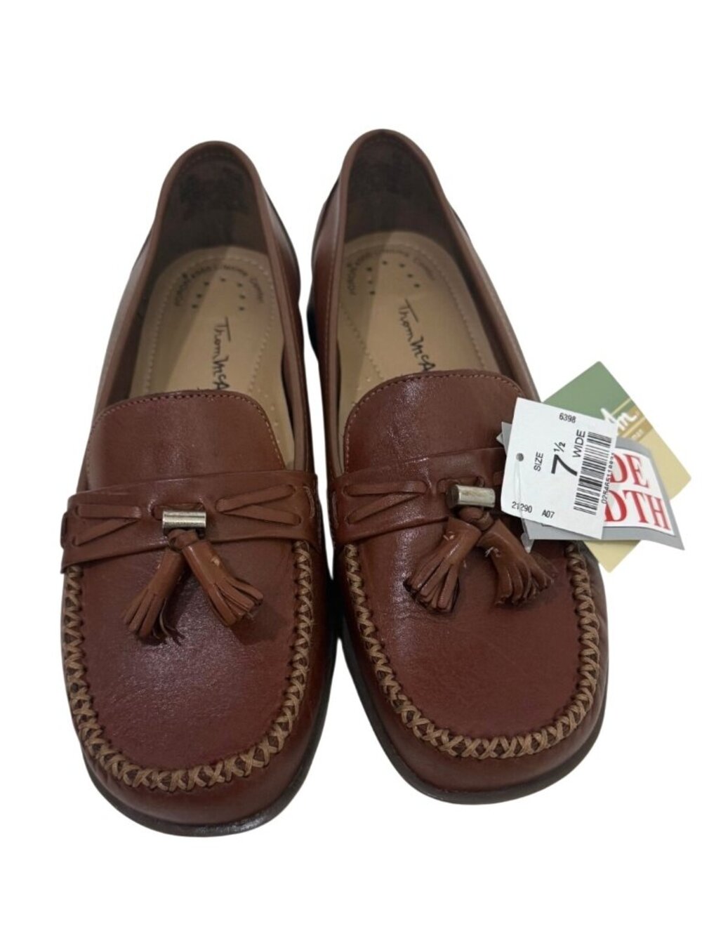 Thom Mcan Brown Leather Moccasins Tassel Loafers 21290 Comfort Insole Size 7.5W